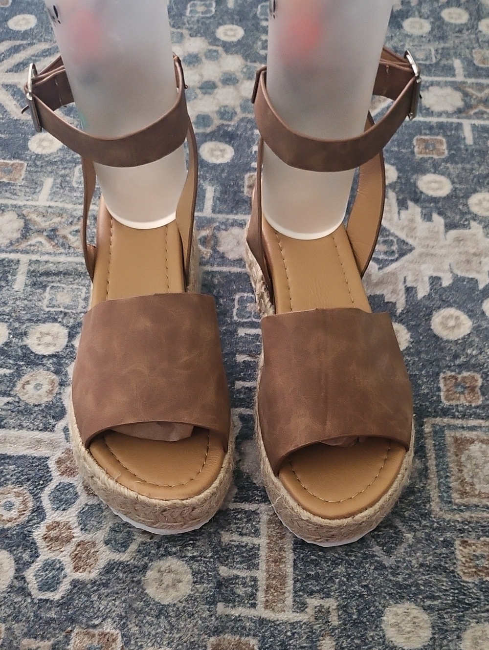 Women’s Brown Ankle-Strap Espadrille Wedge Sandals 10w